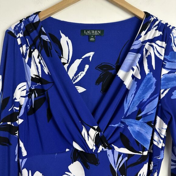 Lauren Ralph Lauren Women's Multicolor‎ Floral Faux Wrap Dress Size 12 NWT - Picture 3 of 10